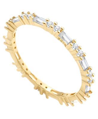 18k Gold Plated Sterling Silver Cubic Zirconia Baguette Stacking Ring
