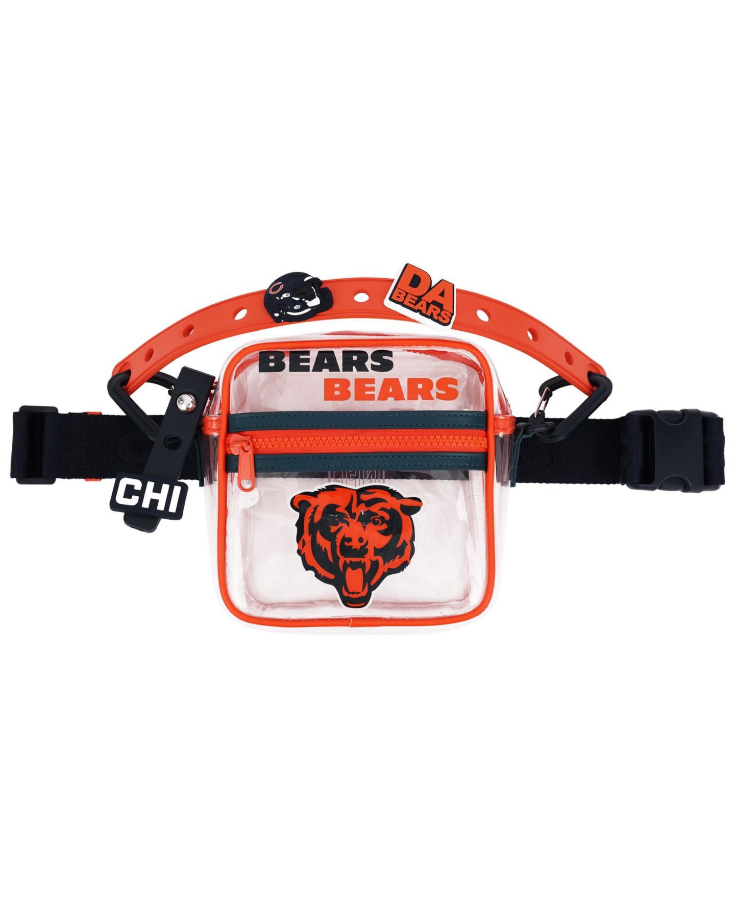 Мужская сумка Crocs Chicago Bears Clear Stadium Crossbody, цвет: Тёмно-синий / Оранжевый — фото 1
