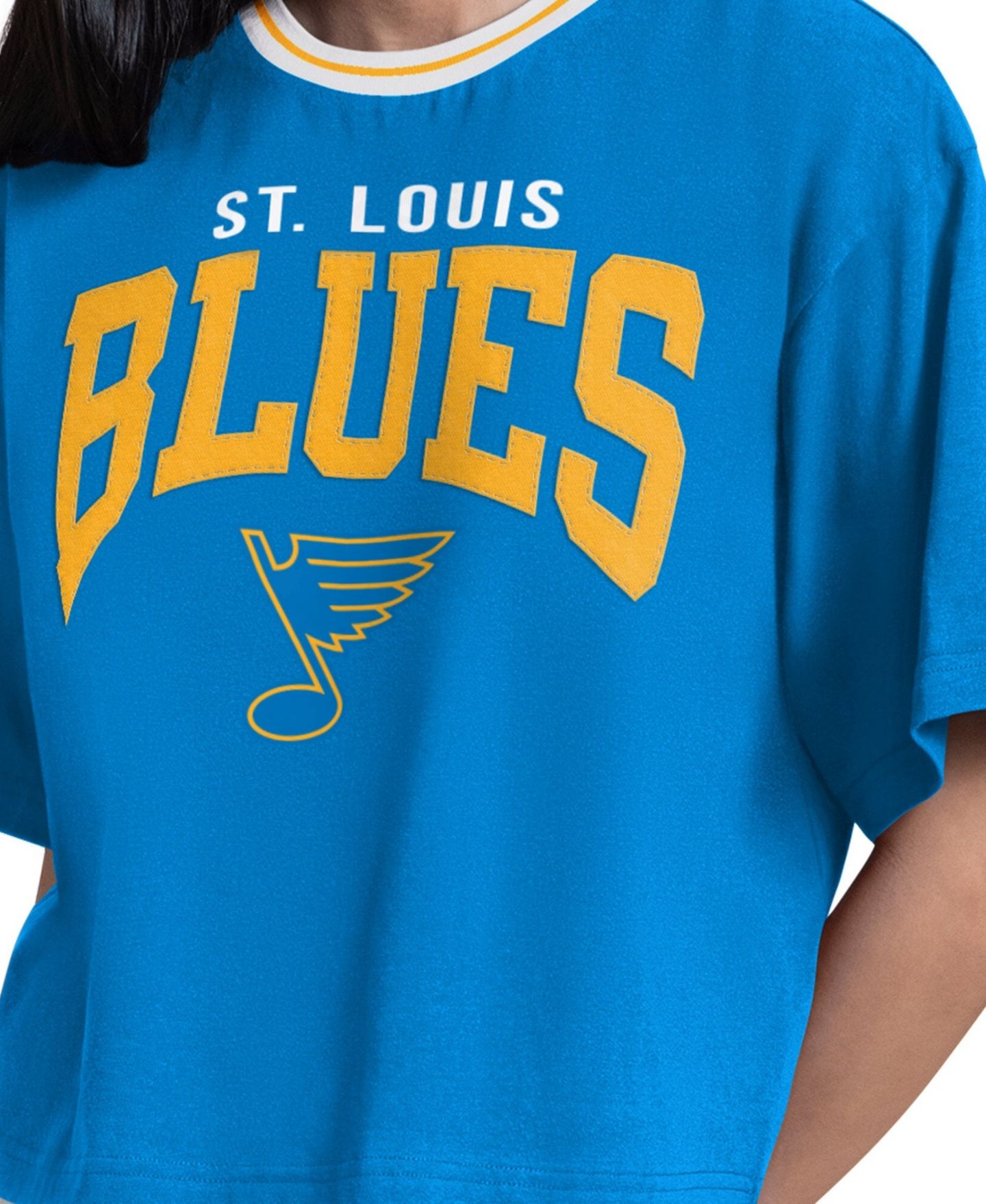Женская футболка Starter Light Blue St. Louis Blues Ace Cropped — фото 3