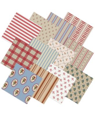 12 Assorted Vintage Fabric Squares Quilting Crafting Bundles