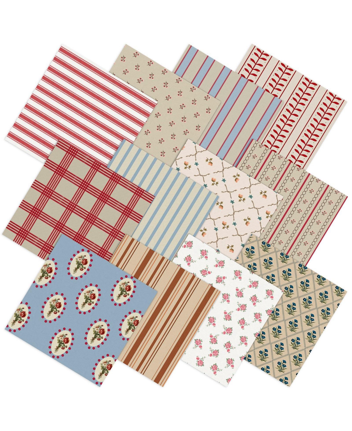 Aeelike 12 Assorted Vintage Fabric Squares Quilting Crafting Bundles