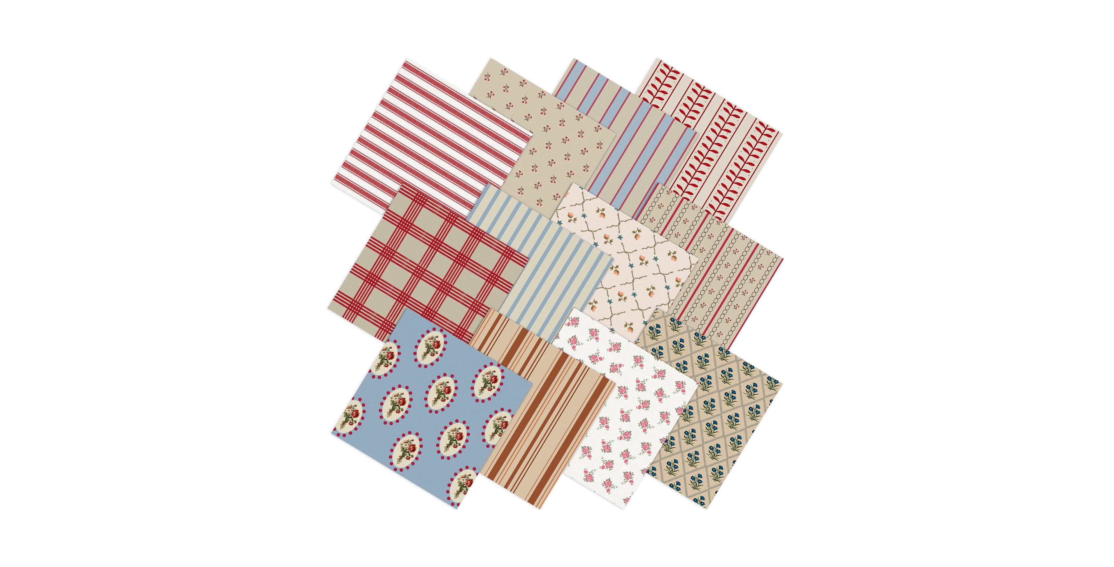 Aeelike 12 Assorted Vintage Fabric Squares Quilting Crafting Bundles