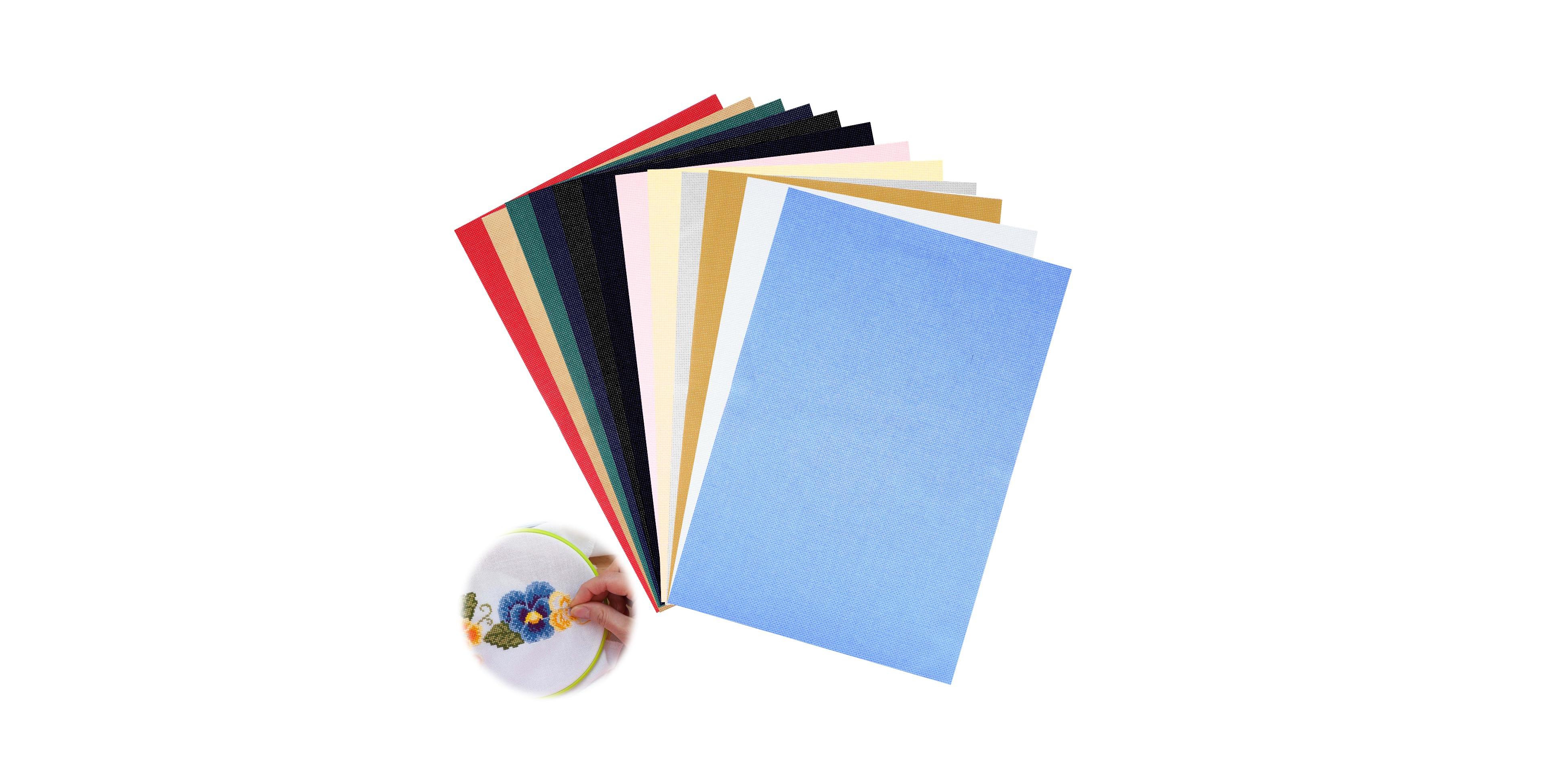 Aeelike 12 Count Cotton Aida Cloth Cross Stitch Fabric 12 Pack Multicolor Diy Craft