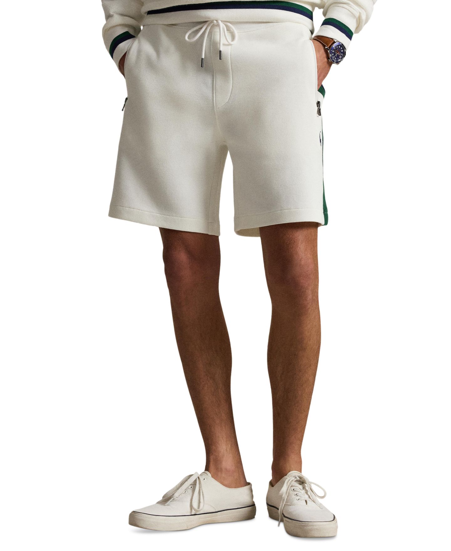 Мужские шорты Polo Ralph Lauren Cotton-Blend Double-Knit, цвет: Белый — фото 3