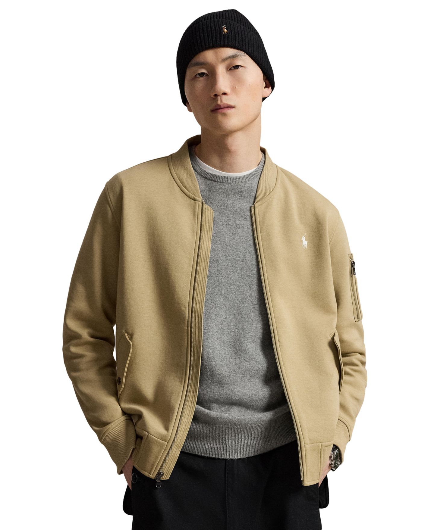 Мужская куртка Polo Ralph Lauren Double-Knit Flight Bomber, цвет: Рыжевато-коричневый — фото 1