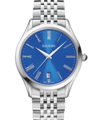 Men's Swiss Quartz Classic R Sapphire Crystal Silver Stainless Steel Bracelet Watch 41mm