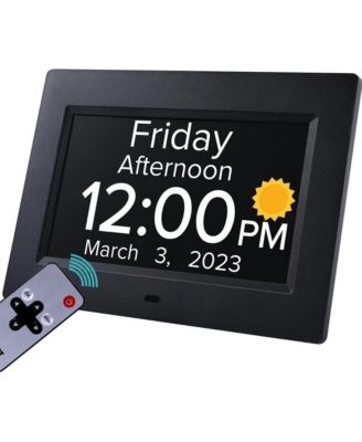 7" Digital Day Clock with Voice Time Announce, 33 Programmable Reminders, Remote Control