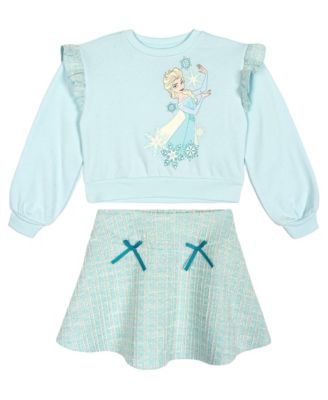 Toddler Girls' 2T-5T Elsa Plaid Long-Sleeve Sweatshirt and Skirt, 2-Piece Set