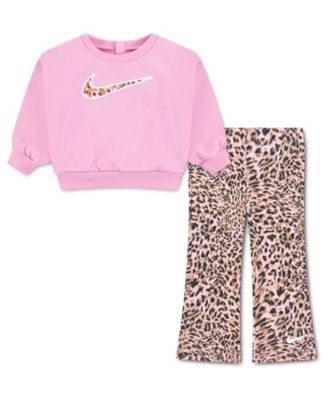 Baby Girls' Crew Top and Dri-FIT Printed Flare Leggings, 2-Piece Set