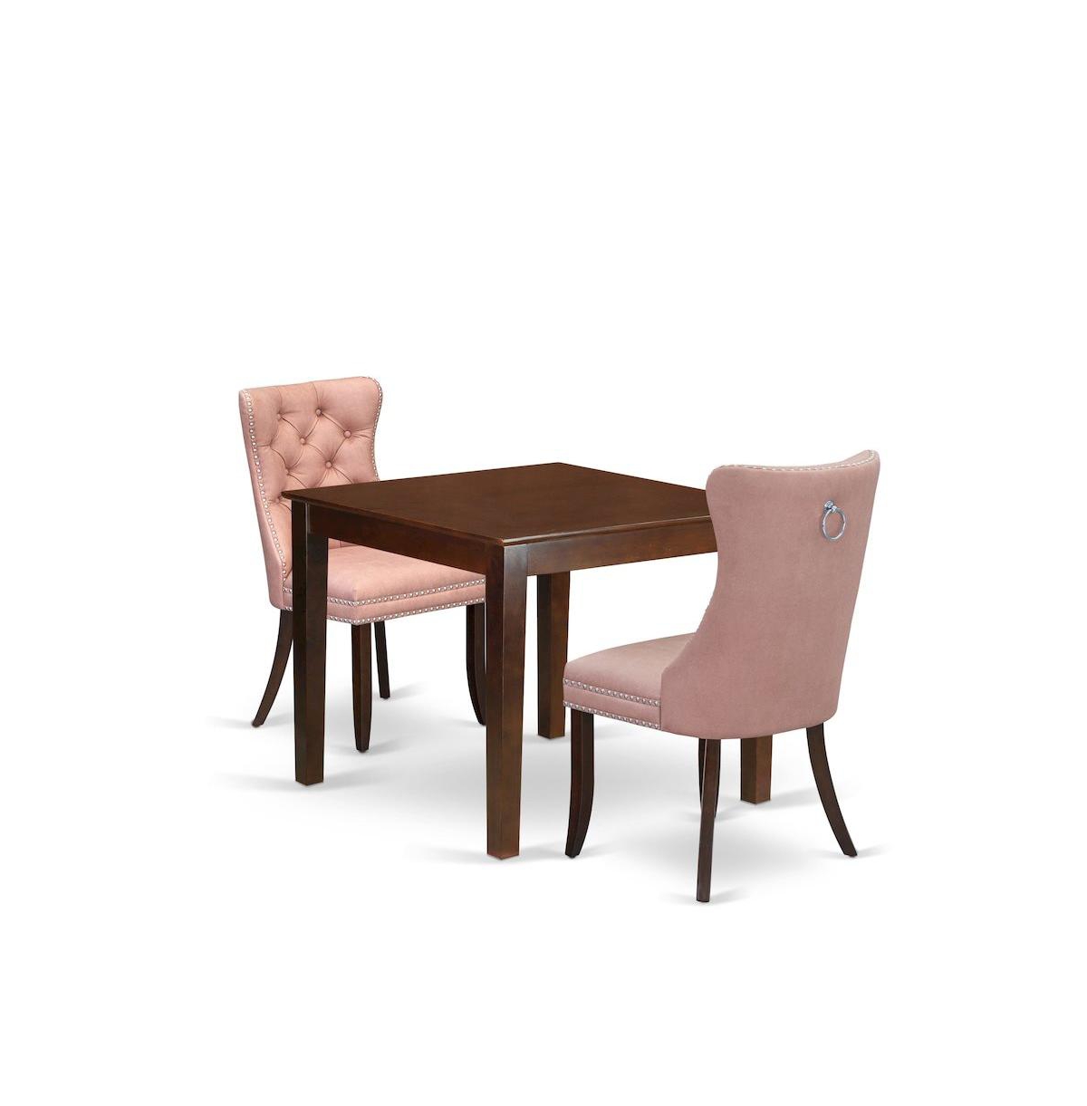 East West Furniture 3 Piece Dining Table Set Consists of a Square Kitchen Room Table