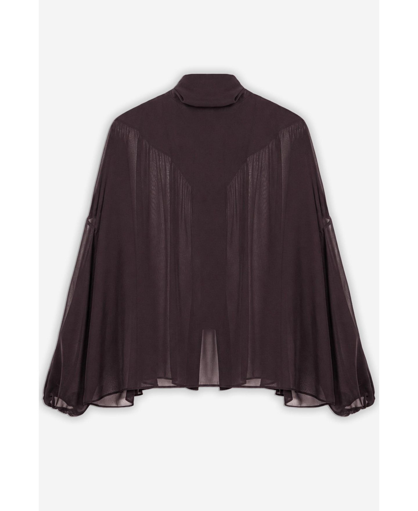 Женская блузка NOCTURNE Stand Collar Long-Sleeve Sheer, цвет: Коричневый — фото 7