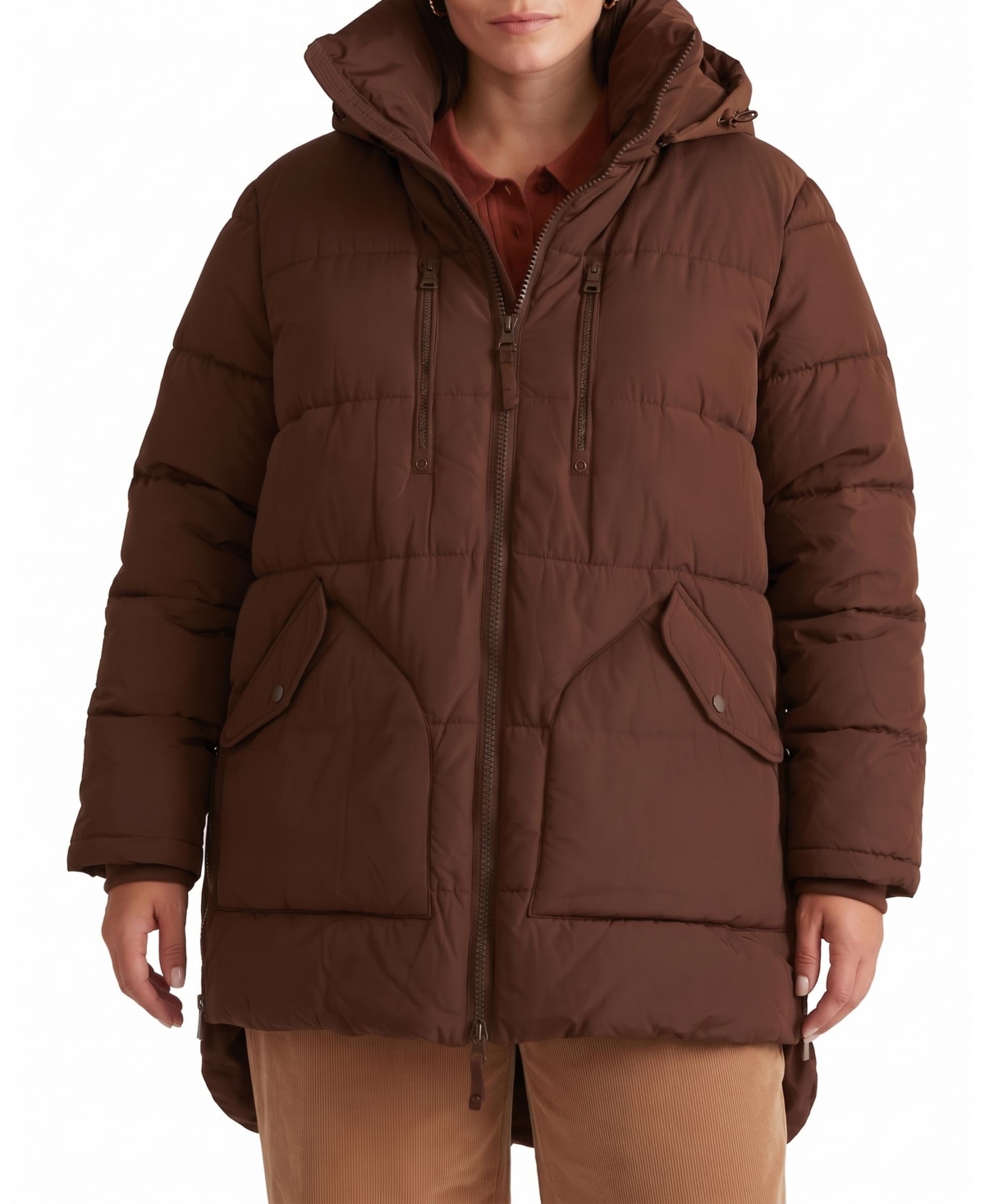 Universal Standard Plus Size Matterhorn Mid Hooded Puffer - Coffee