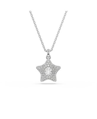 Rhodium-Plated Crystal Star Pendant Necklace