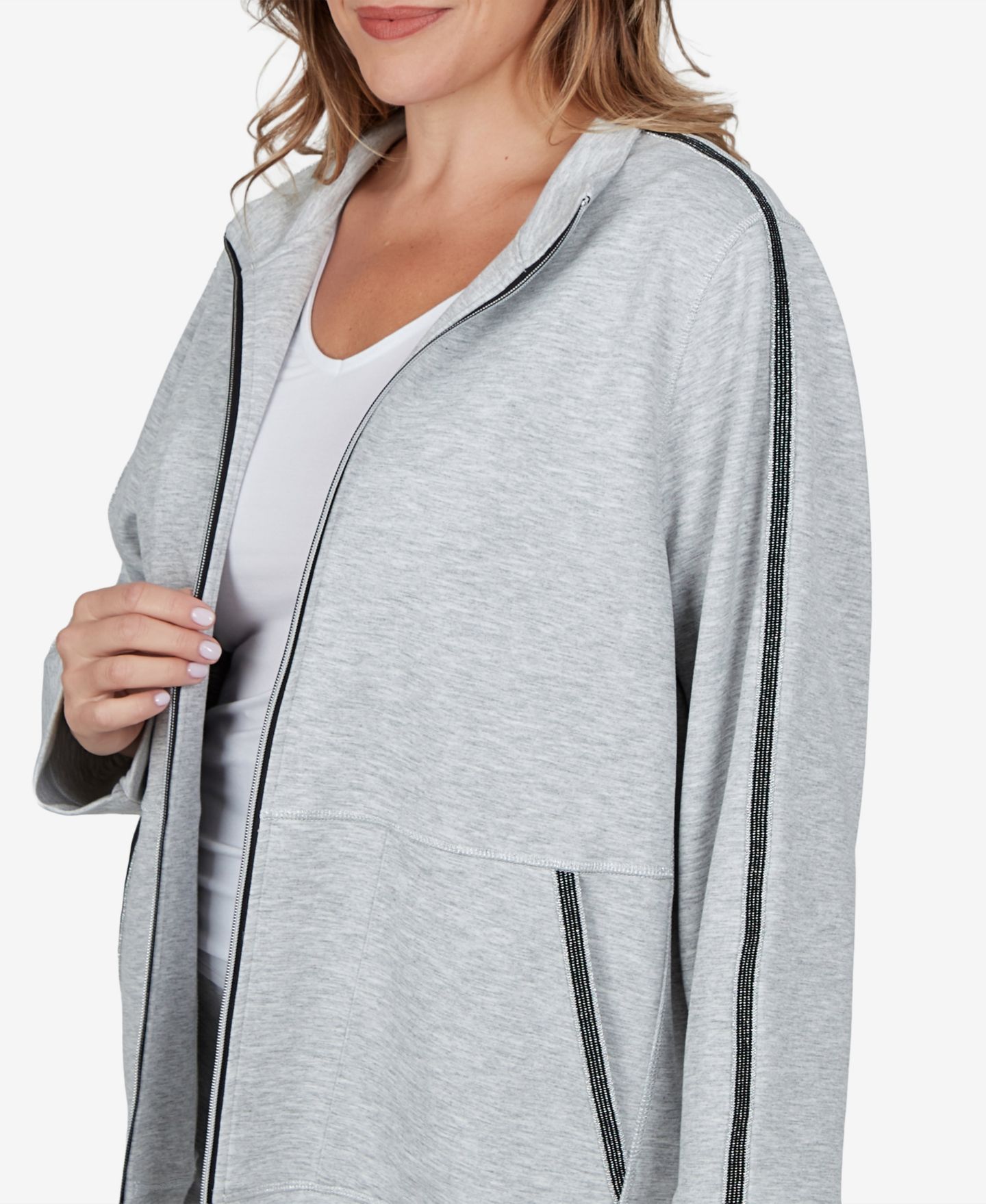 Женская куртка Alfred Dunner Plus Size Fleece Long-Sleeve, цвет: Granite — фото 4