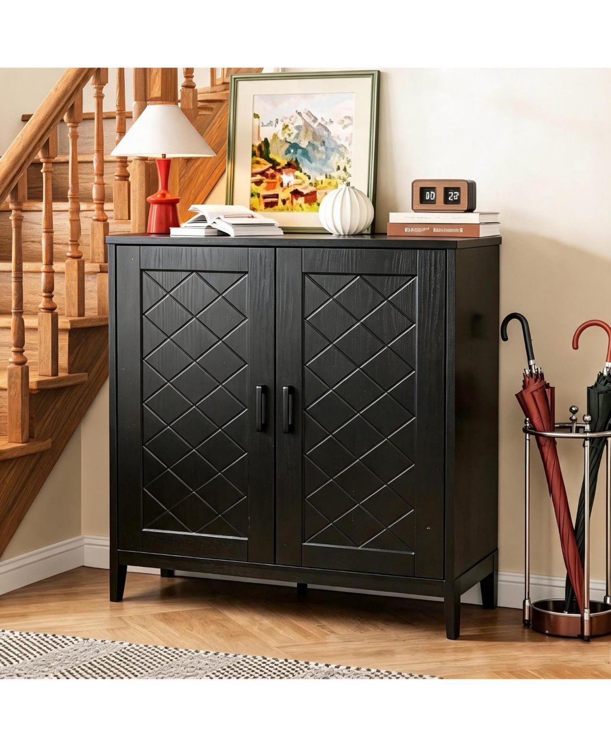 homfan Shoe Cabinet with 2 Doors, 4-Tier Shoe Storage Cabinet