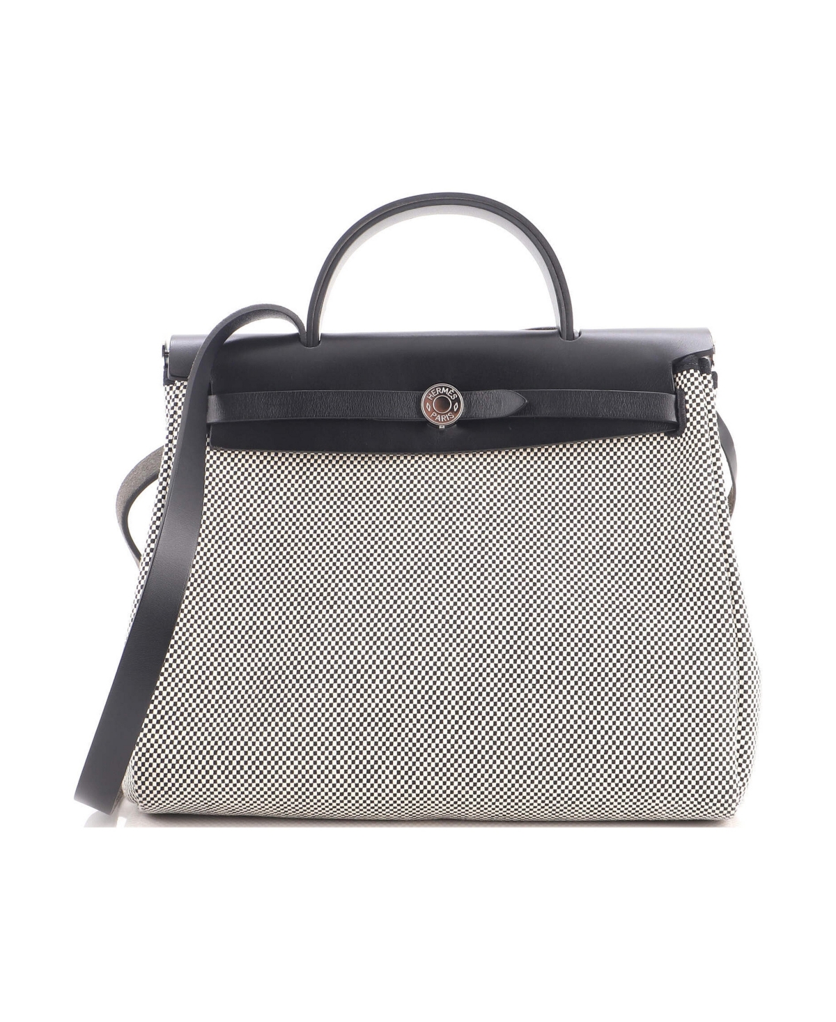 Pre-Owned Hermes 31 Herbag Zip Criss Viking Toile and Leather - Black