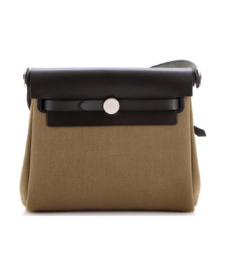 Pre-Owned HERMES 20 Herbag Zip Toile and Leather
