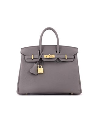 Pre-Owned HERMES Birkin 25 Handbag Grey Togo with Gold Hardware