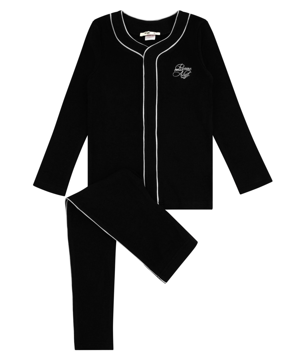 NoggiWear Boys' and Girls' Button-Down Long-Sleeve Top and Pants, 2-Piece Set - Black