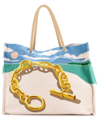 Pre-Owned HERMES Beach Bag Printed Canvas