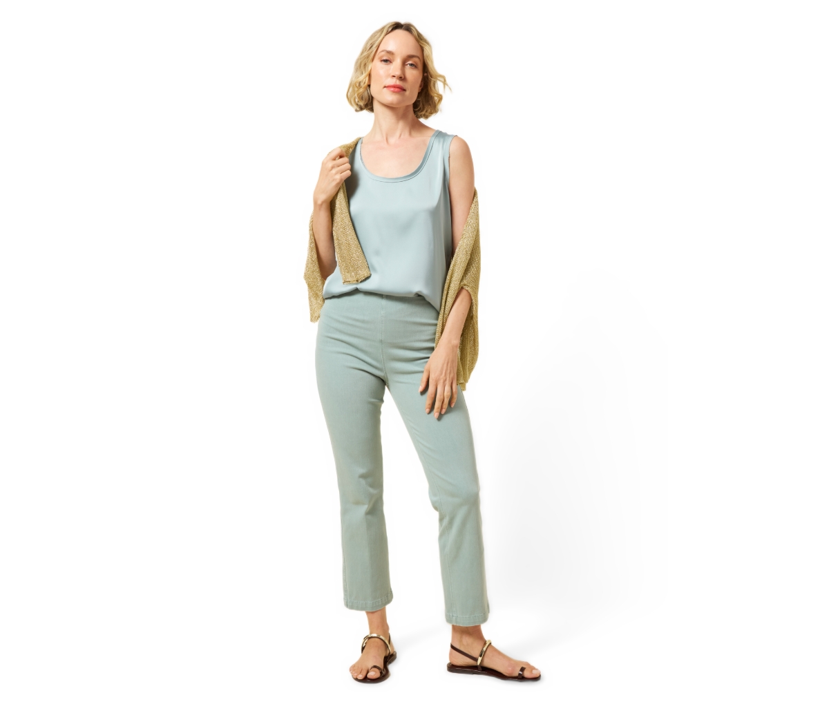 Lysse Women's Ankle Denim Baby Bootcut (27" Inseam) - Antique wash detox green