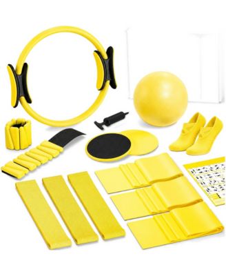19 in 1 Home Pilates Kit Workout Equipment With Resistance Bands Sliders Ankle Weights And Grip Socks