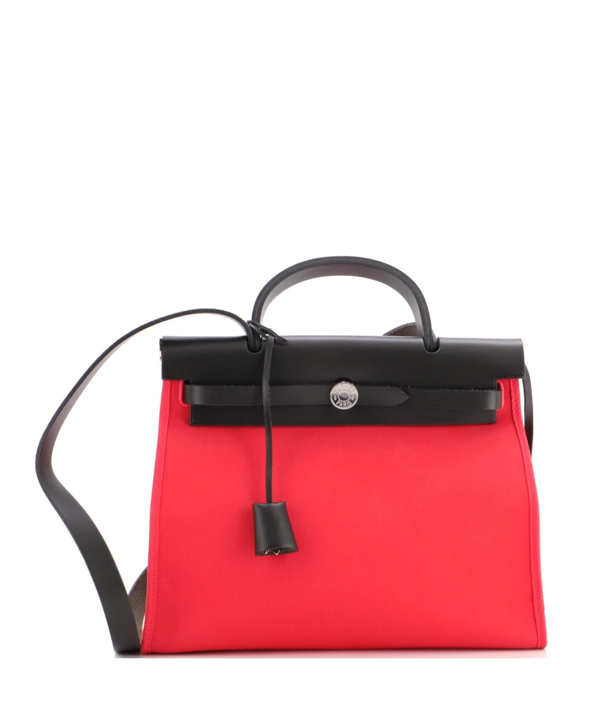 Pre-Owned Hermes 31 Herbag Zip Leather and Toile - Pink