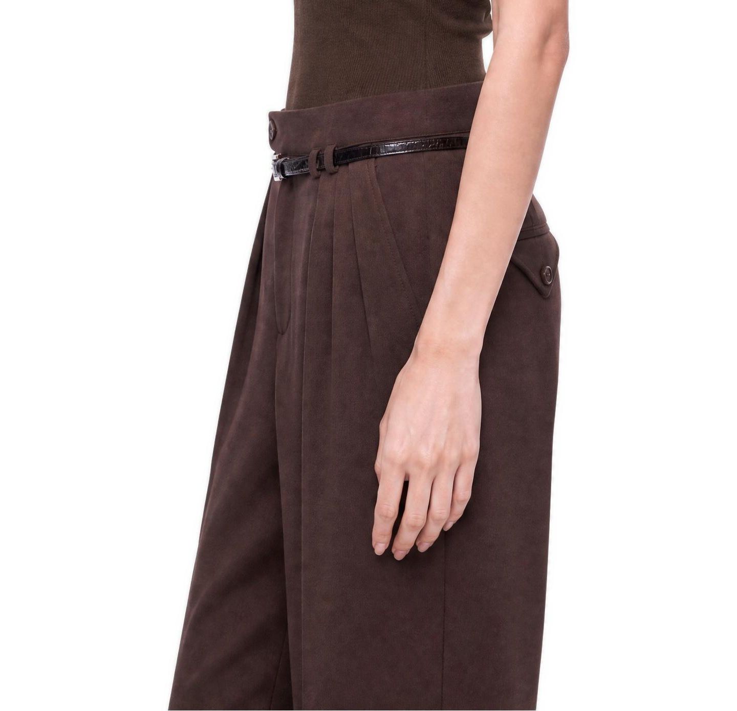 Женские брюки NOCTURNE Belted Pleat Front, цвет: Коричневый — фото 2