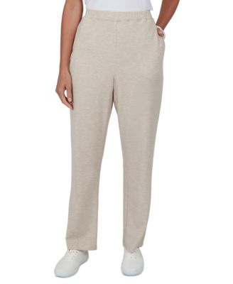 Petite Elastic-Waist Straight Pull-On Pants