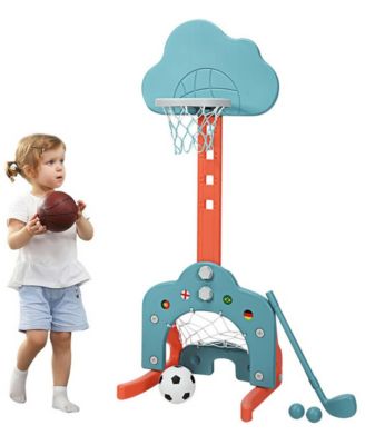 3-in-1 Kids Adjustable Basketball Hoop Set with Balls, for Backyard and Outdoor Active Play ages 2 to 7 years