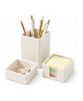 Silicone Desk Organizer Set 3 Piece Modern Office Supplies Pen Holder Tray Sticky Note Holder