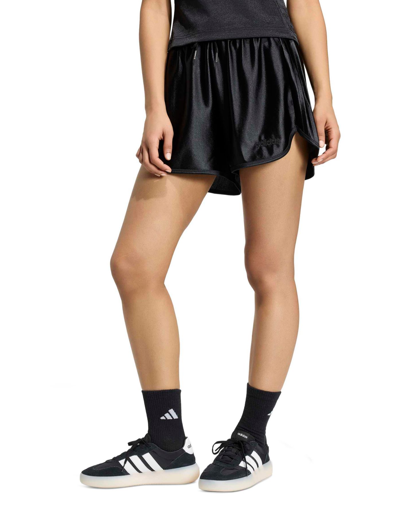 Женские шорты adidas Seasonal Essentials Satin High-Rise Loose-Fit, 3" Inseam, цвет: Чёрный — фото 1
