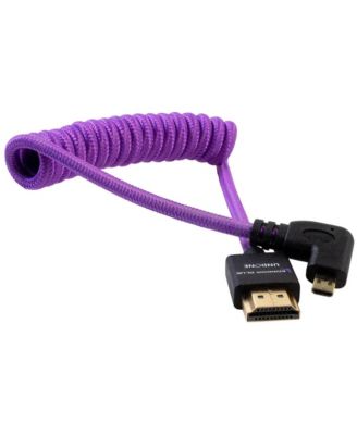 12-24" Gerald Undone Limited Edition Full HDMI to Right Angle Micro-HDMI Coiled Cable for Canon R5 and R6 Cameras, Purple