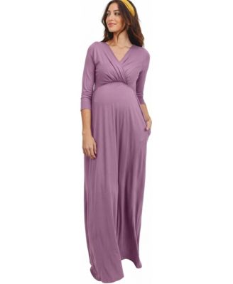 Women's 3/4 Sleeve Surplice Nursing Maxi Dress