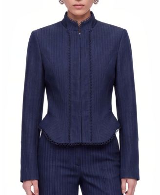 Women's Loop Trim Peplum Slim-Fit Jacket