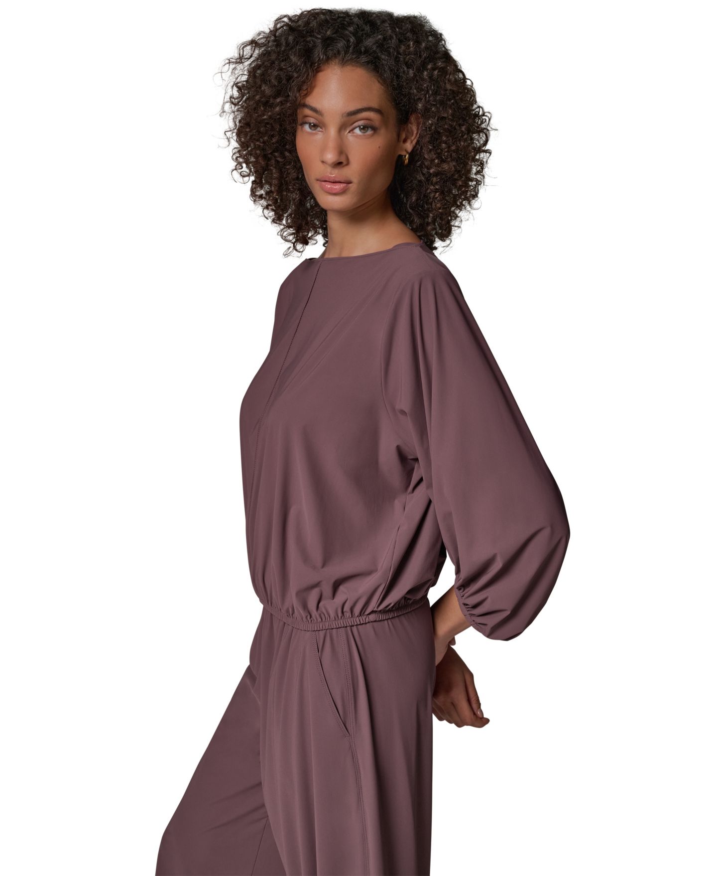 Женская блузка Donna Karan Weekend 4-way Stretch Knit Boat Neck Balloon Sleeve Blouse, цвет: Чёрный — фото 9