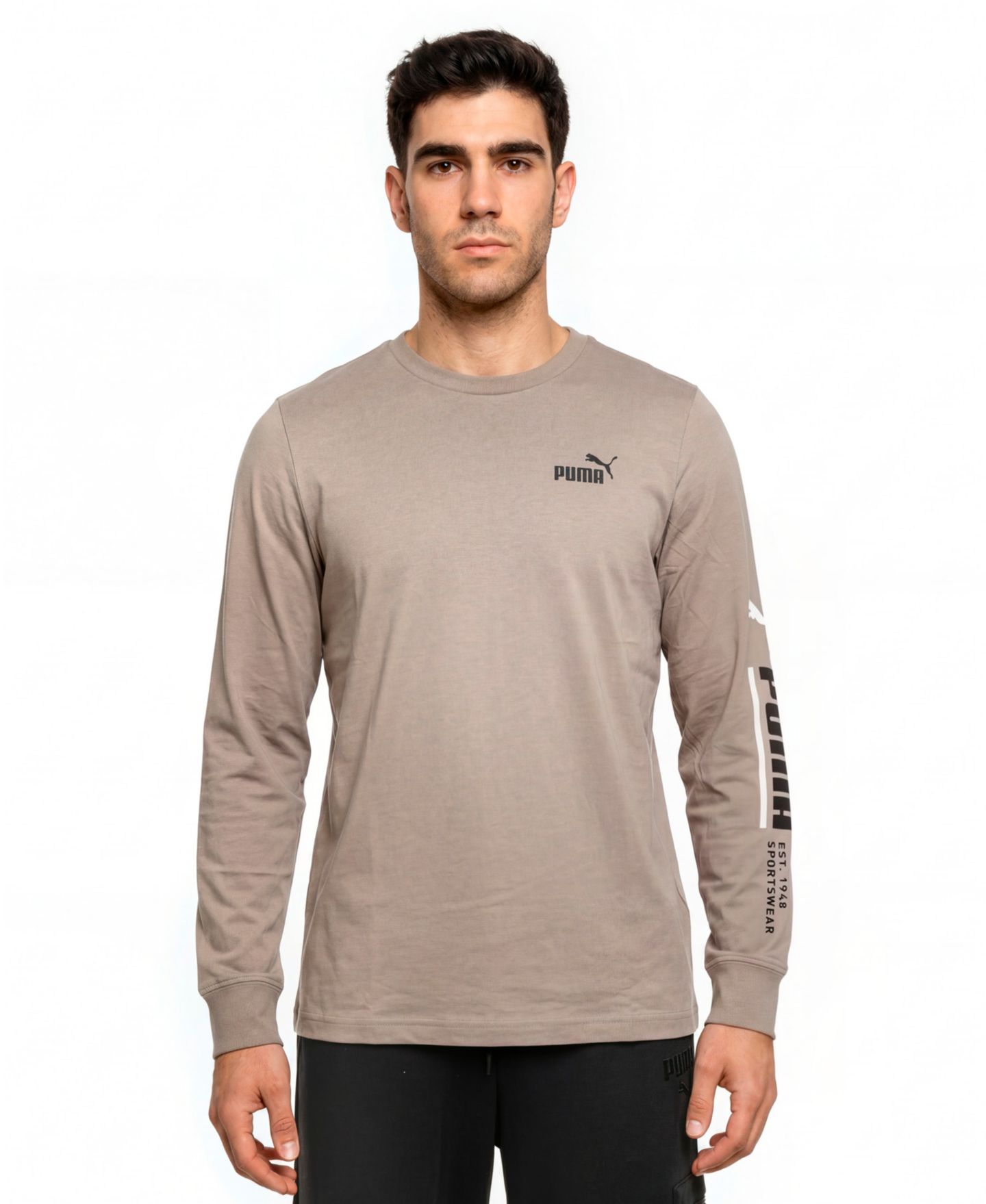 Мужская футболка PUMA Vital Long-Sleeve Regular-Fit, цвет: Серый — фото 1