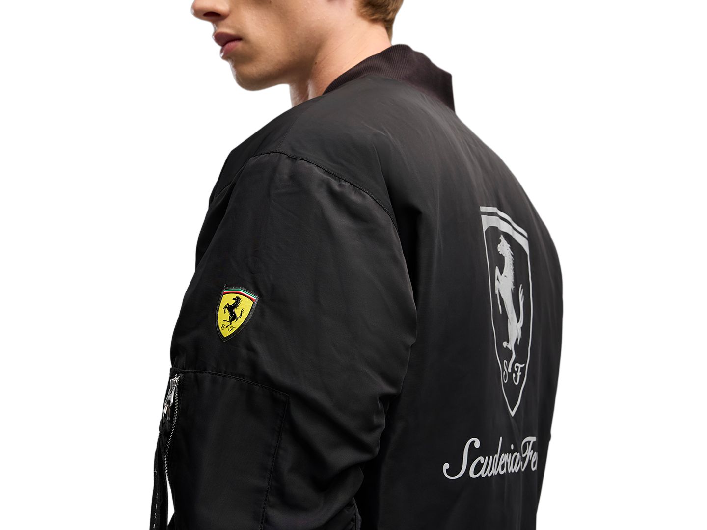 Мужская куртка PUMA Ferrari Vegas Elevated Full-Zip Bomber, цвет: Чёрный — фото 3