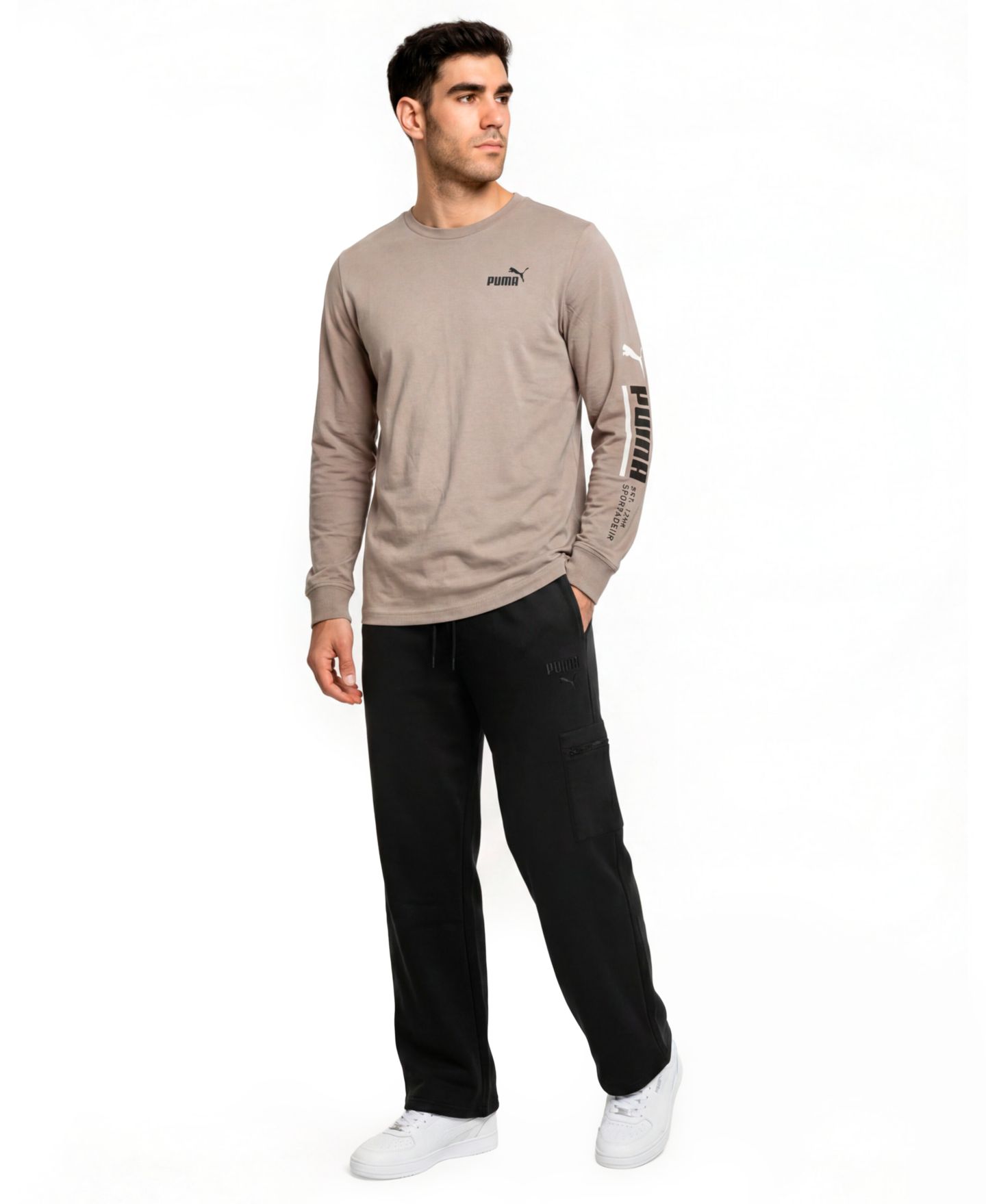 Мужская футболка PUMA Vital Long-Sleeve Regular-Fit, цвет: Серый — фото 2
