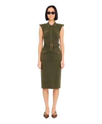Women's Asher Padded-Shoulder Midi Dress