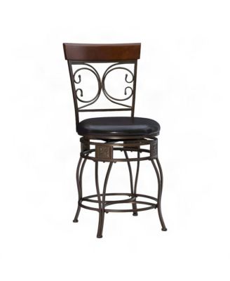 Faux Leather Counter Stool with Scroll Back, Heavy Duty with Back