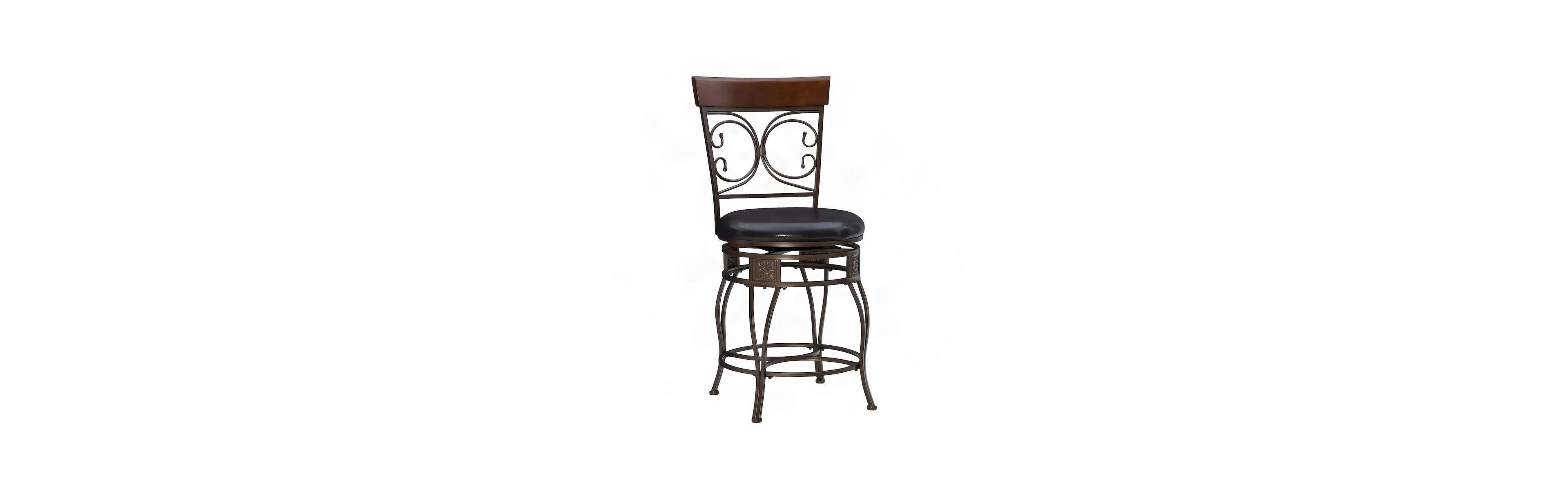 FurniFact Faux Leather Counter Stool with Scroll Back, Heavy Duty with Back