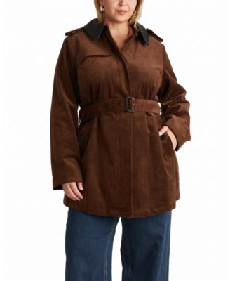 Plus Size Cortland Stretch Corduroy Short Trench Coat