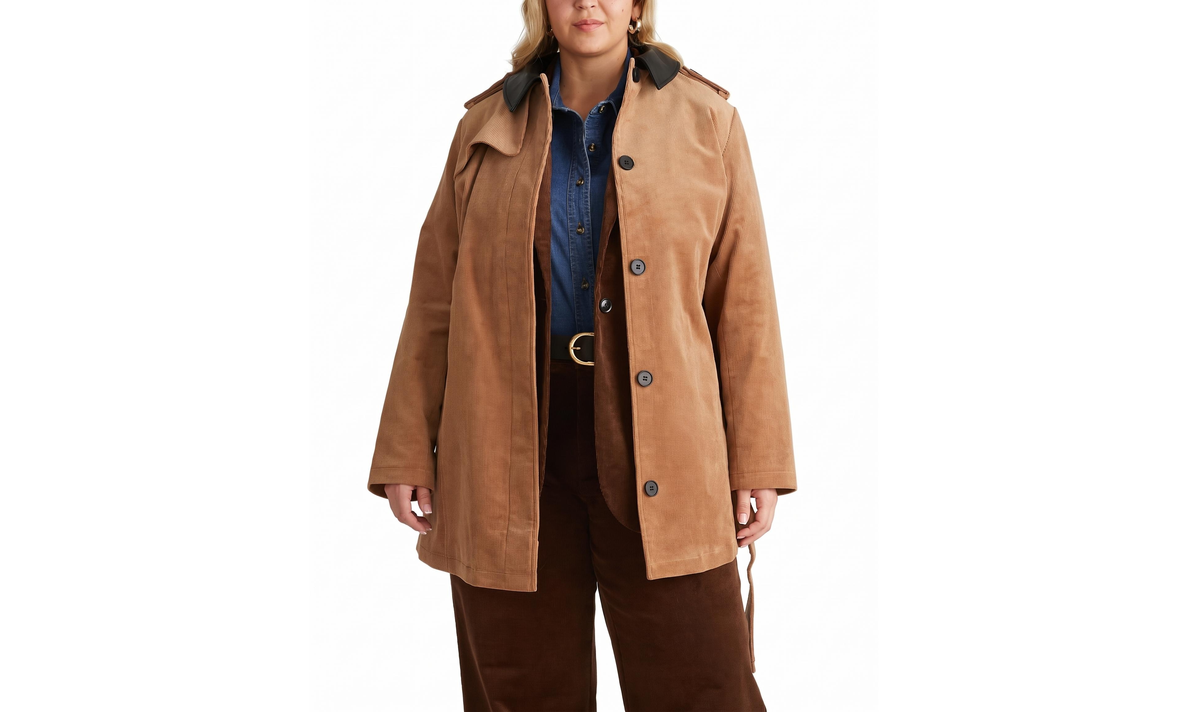 Universal Standard Plus Cortland Stretch Corduroy Short Trench Coat