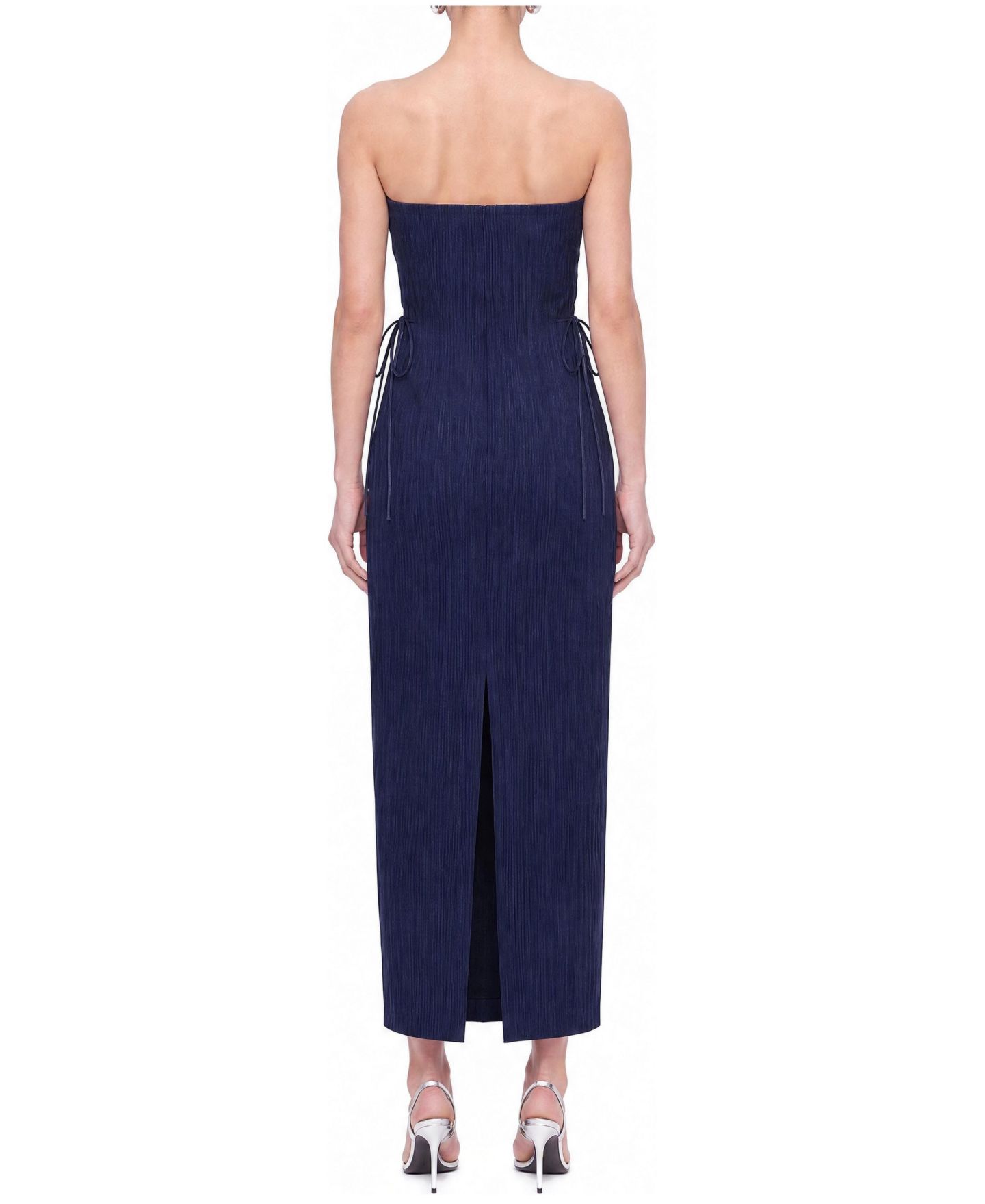 Женское платье NOCTURNE Lace-Up Strapless Midi, цвет: Тёмно-синий — фото 4