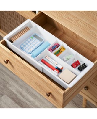 Expandable Drawer Organizer Tray Adjustable Smooth Sliding Fixed Compartments Multi Use Storage