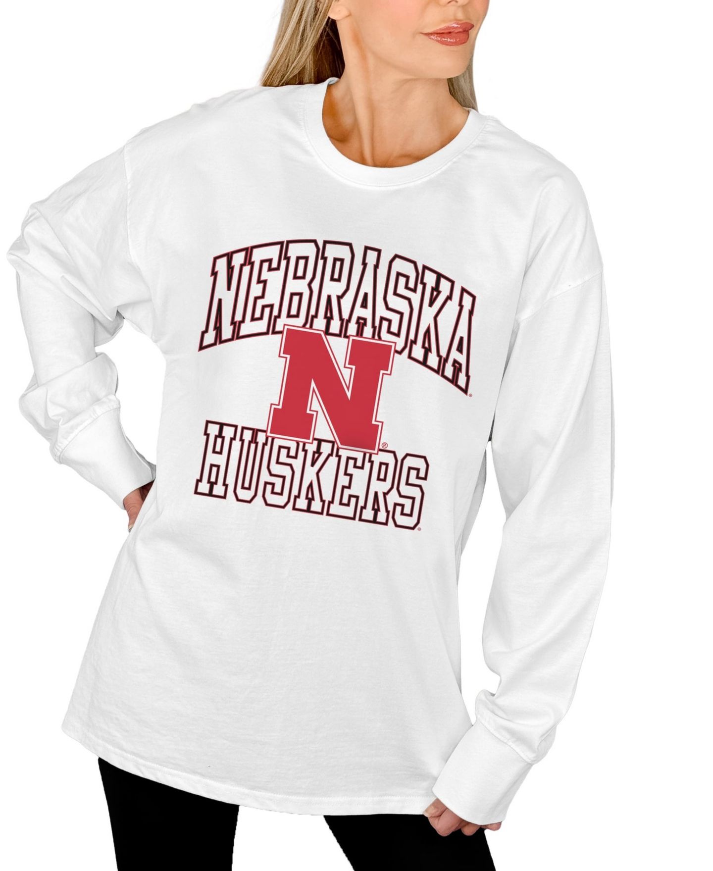 Женская футболка Gameday Couture White Nebraska Huskers Mind Games Oversized Long-Sleeve — фото 4