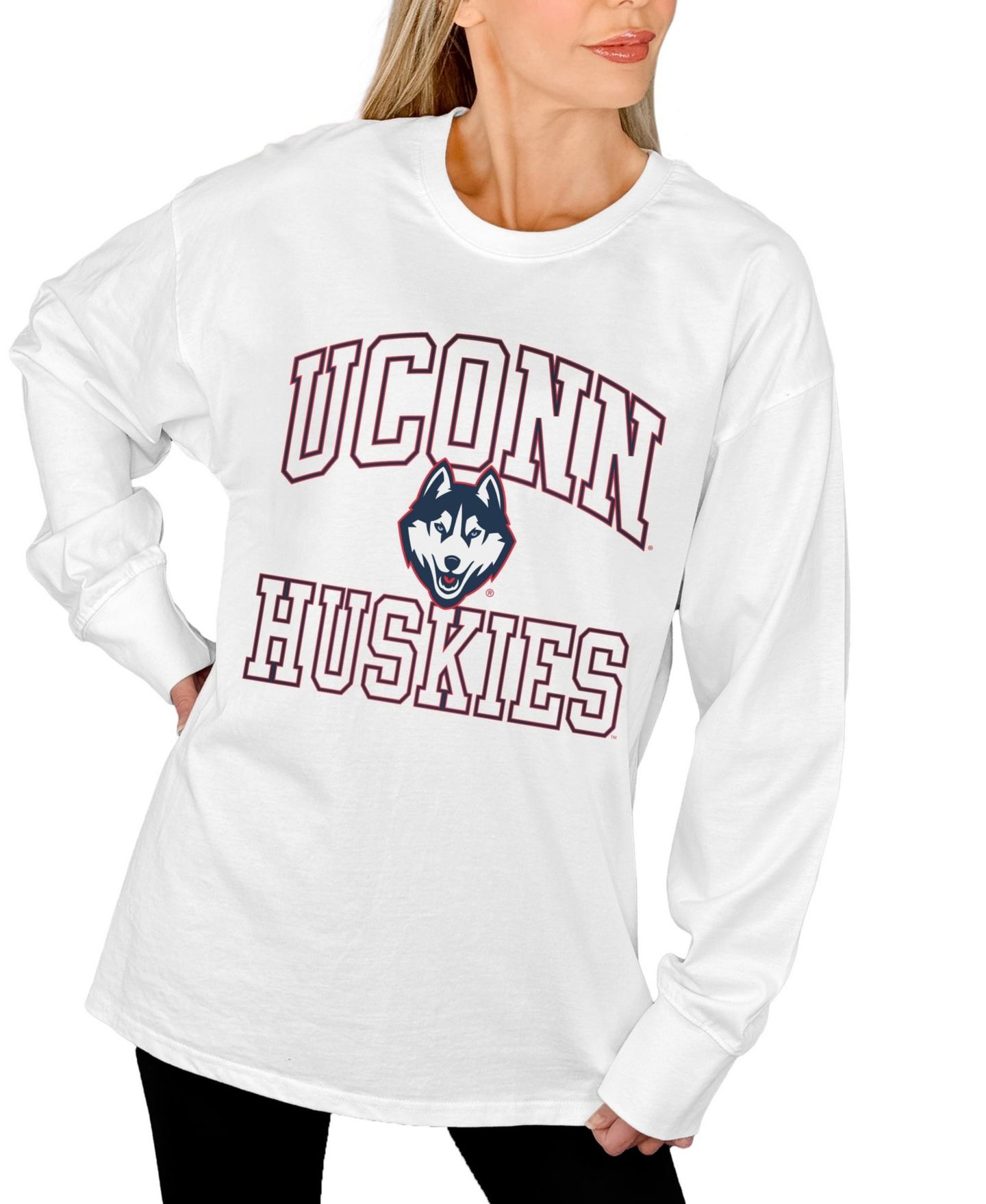 Женская футболка Gameday Couture White UConn Huskies Mind Games Oversized Long-Sleeve — фото 4