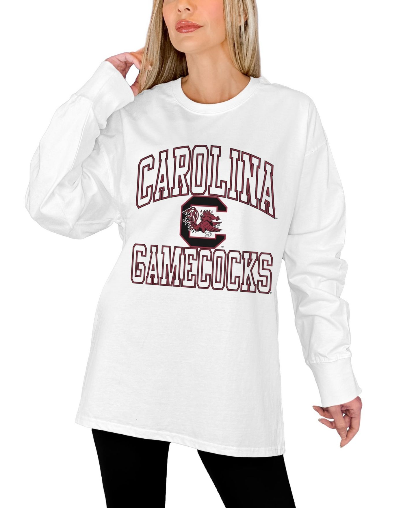 Женская футболка Gameday Couture White South Carolina Gamecocks Mind Games Oversized Long-Sleeve — фото 2