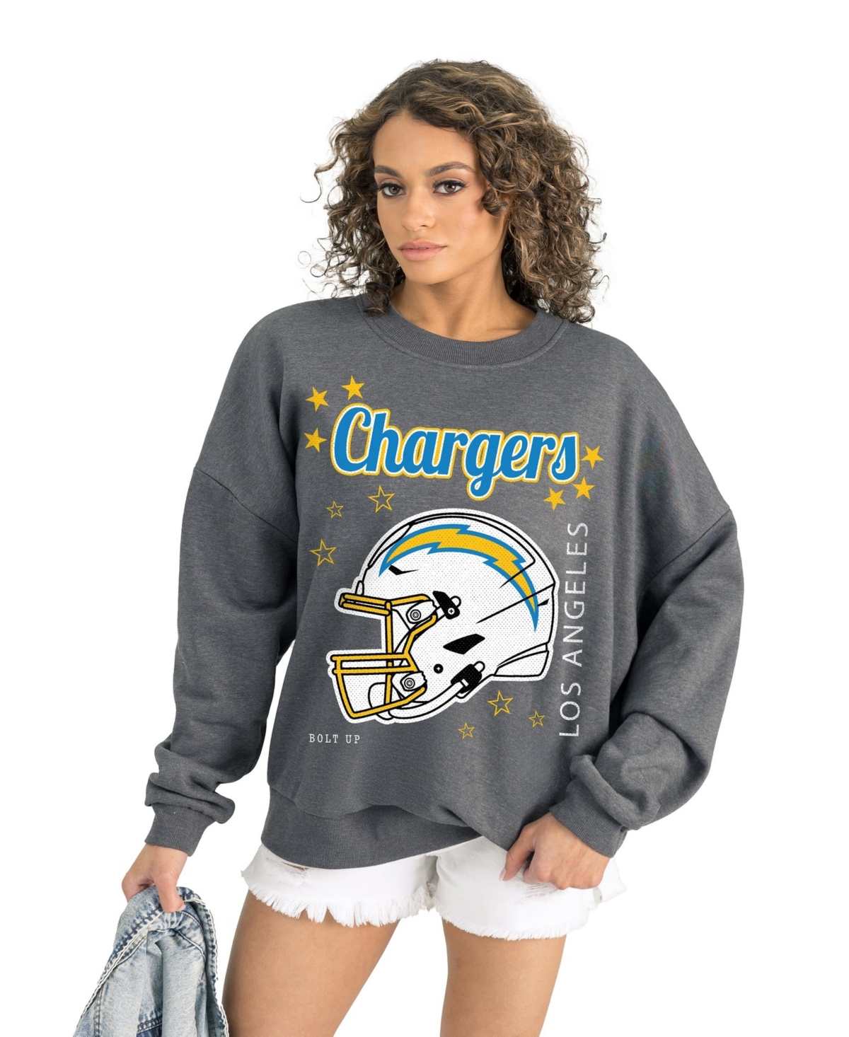 Gameday Couture Women's Gray Los Angeles Chargers Ready to Rumble Premium Fleece Pullover Sweatshirt - Gray